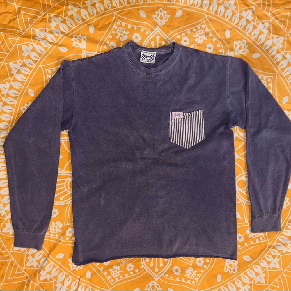 Striped pocket long sleeve tee
